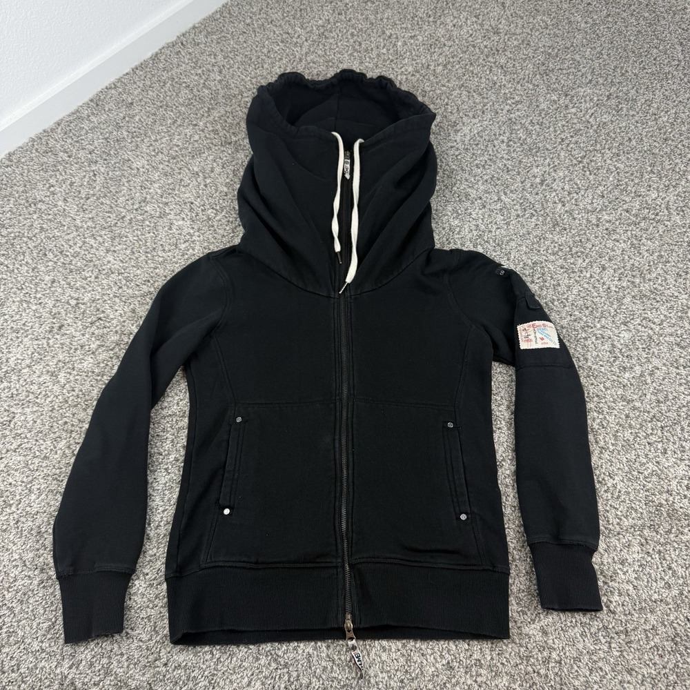 Thumb United The Casey Fleece Hoodie Womens Small Black Sweatshirt Full Zip Cowl